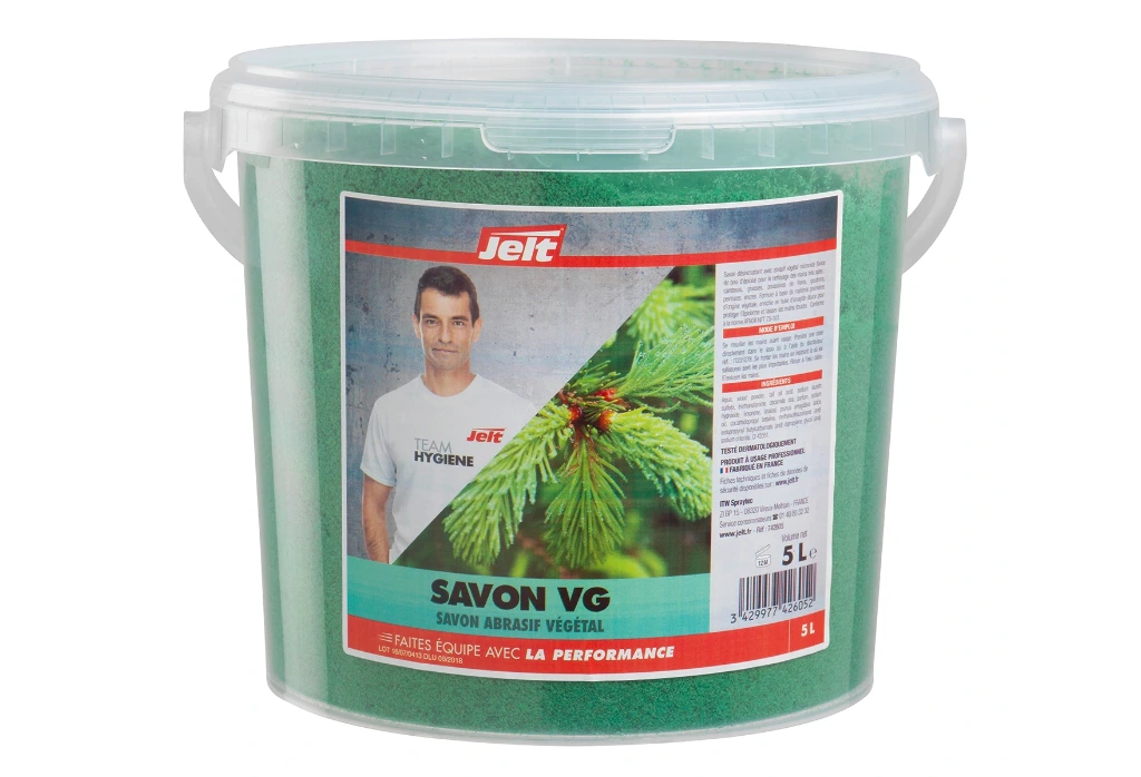 SEAU 5 LITRES SAVON "VG" VEGETAL ABRASIF VERT