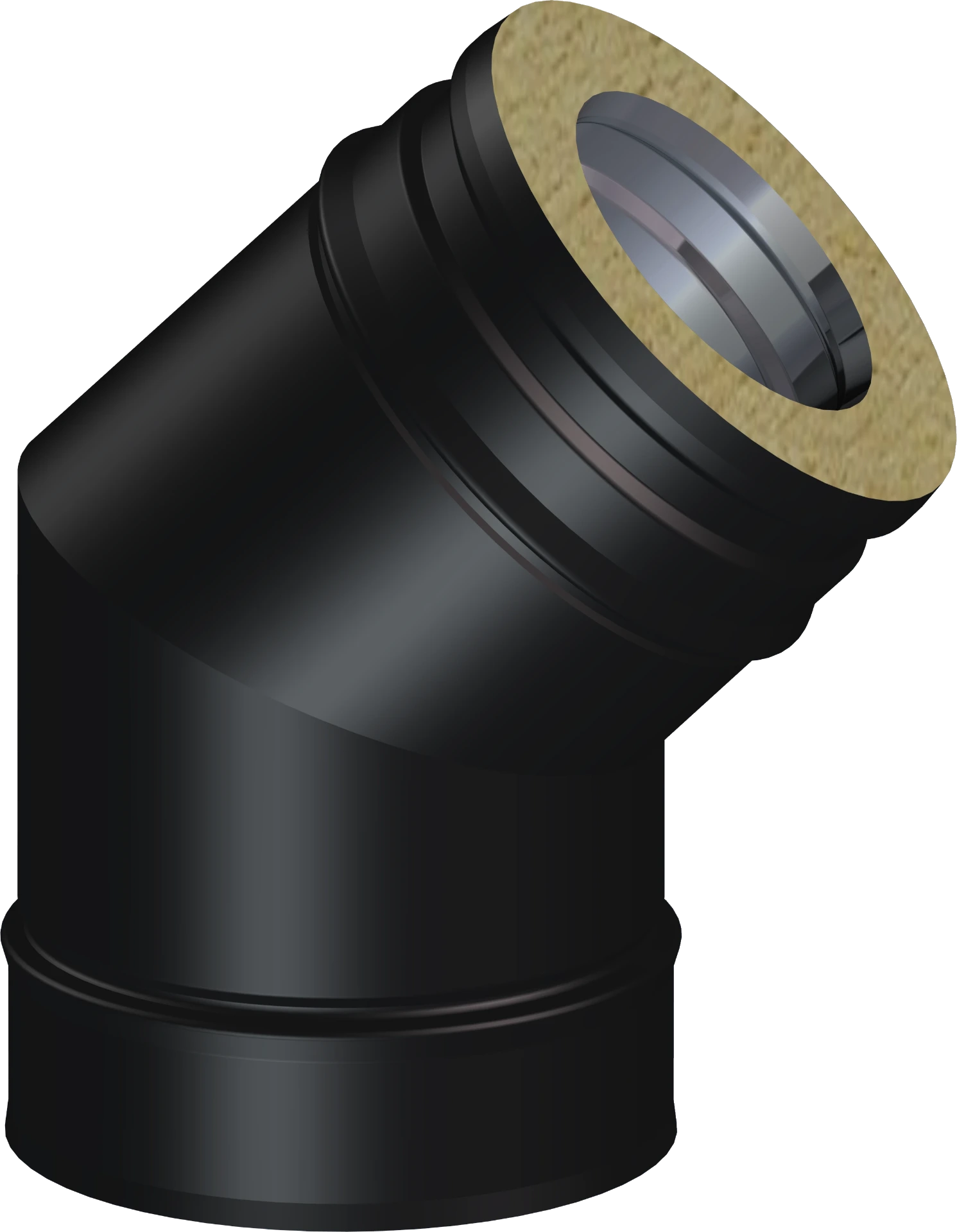 COUDE 45° DW PELLETS NOIR Ø 100/160 MM INOX 316L / 304
