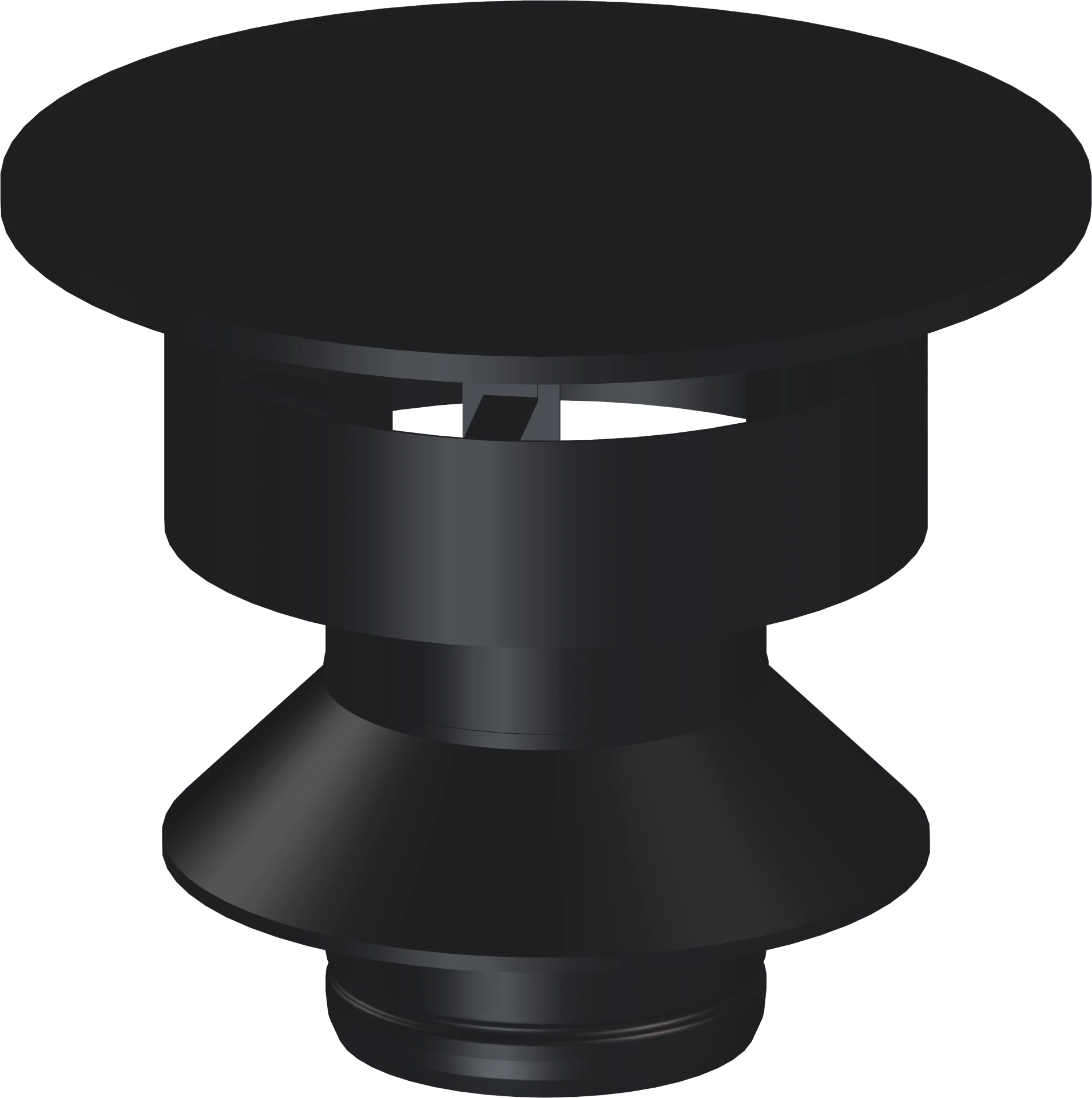 CHAPEAU ANTIVENT DW PELLETS NOIR Ø 100/160 MM INOX 304