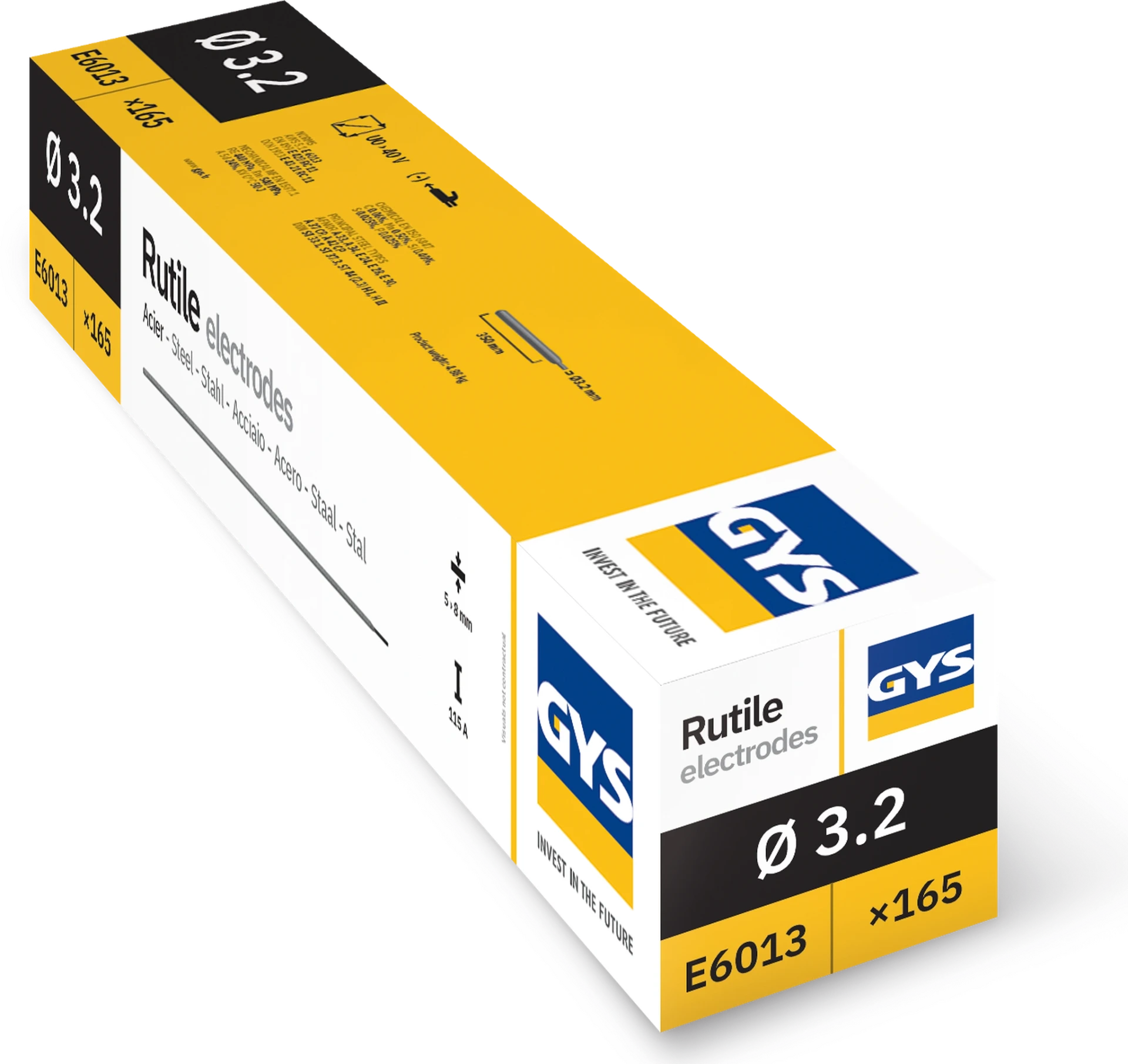 [331085046] ELECTRODES RUTILE ACIER Ø3,2 - ETUI DE 165 (4,88KG) GYS