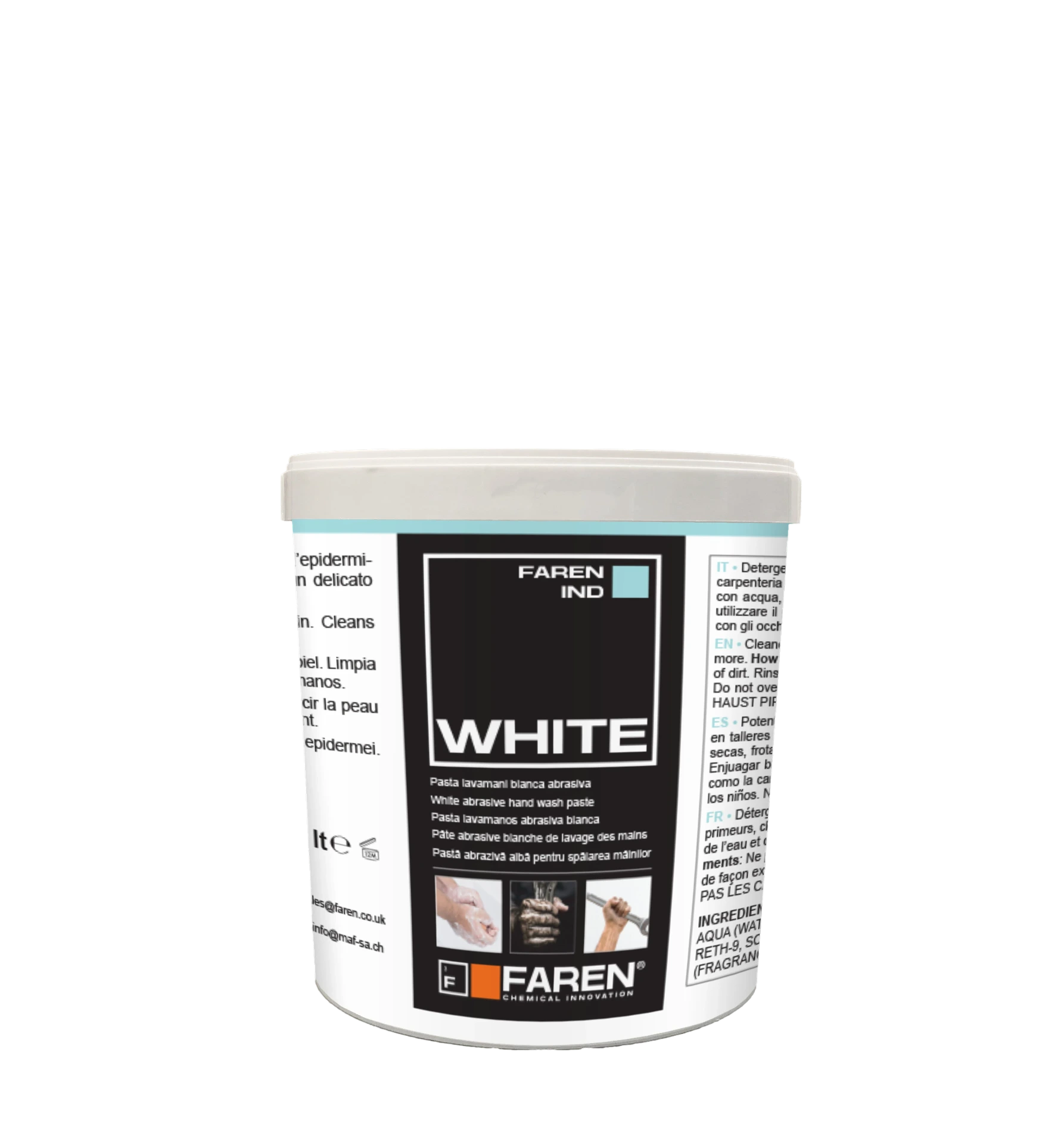 [4474LS001] PATE BLANCHE LAVAGE-MAIN AVEC ABRASIF WHITE 1KG FAREN