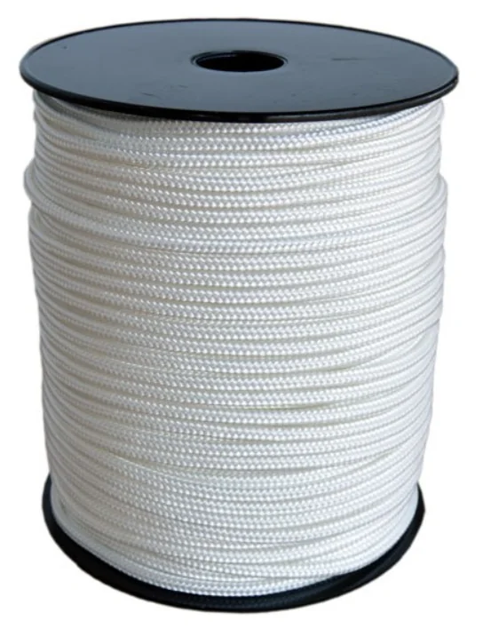 DRISSE POLYESTER BLANCHE 8 mm 24 FUSEAUX  RUPTURE A 1000 KG