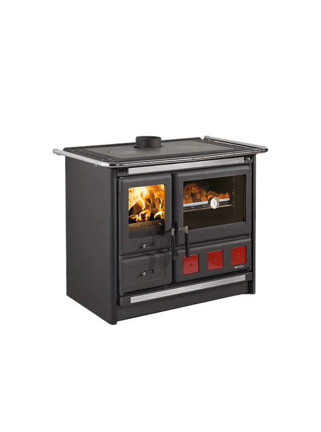[2197015337] CUISINIERE BOIS LA NORDICA ROSA XXL 5.0 STEEL 11 KW SORTIE 150 MM