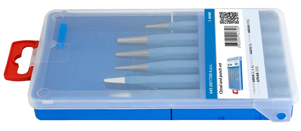 JEU DE 2 BURINS & 3 POINTEAUX 645 EN BOÎTE PLASTIQUE