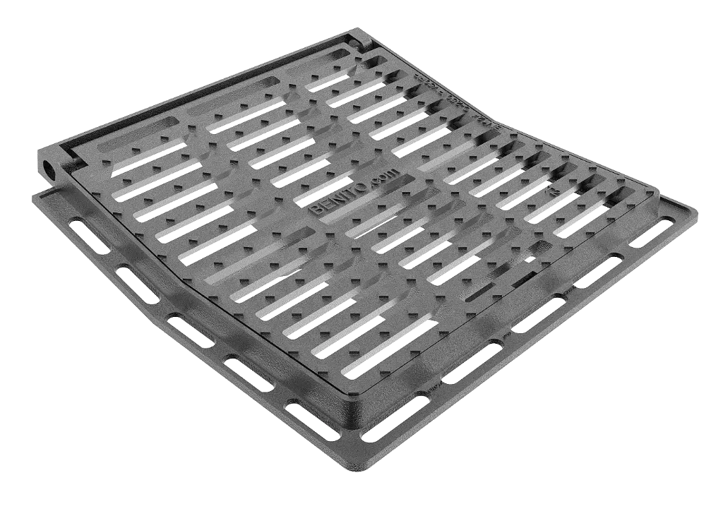 [455RV40FR] GRILLE CONCAVE 390X390 mm AVEC CADRE FONTE 440X465 mm CLASSE C250 RV40FR